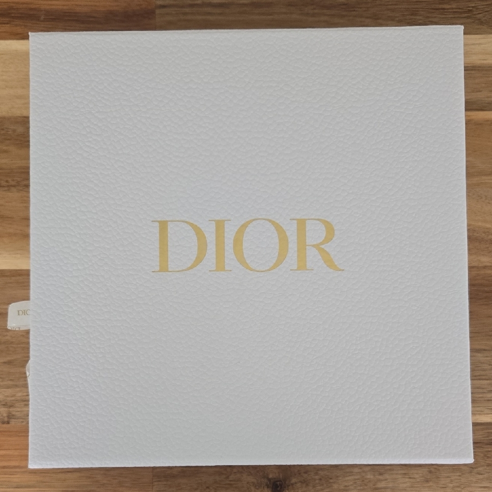 Dior White Box with Gold Logo. Ribbon, Paper, And Card Included